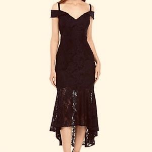 Xscape Off The Shoulder Lace Midi Flounce Dress126